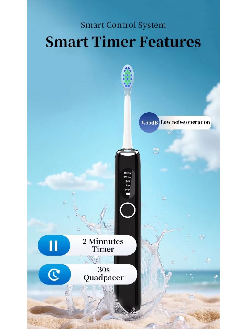USB charges a portable electric toothbrush for adults, containing 2 toothbrush heads and 5 operating modes.