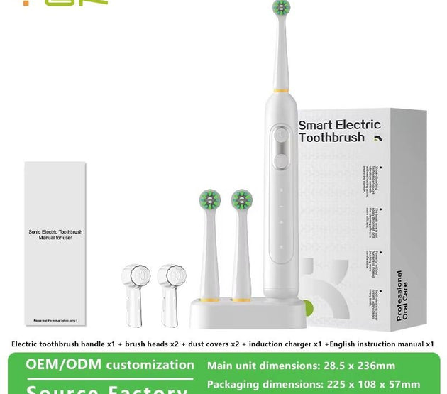 Electric toothbrush with a luminescent display contains 3 rotation modes, 2000 milliamps with sound waves used in daily portable soft-bristle boxes.