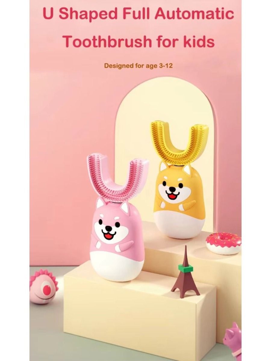 Children's Rechargeable Smart Electric Toothbrush USB 360 Degree U-Shaped Sonic Electric Toothbrush 3 Modes for Kids