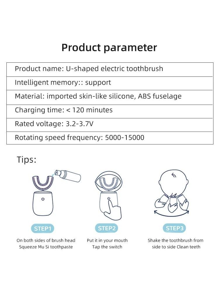 Private Label Teeth Whitening Smart Sound U-shaped Electric Toothbrush for Children