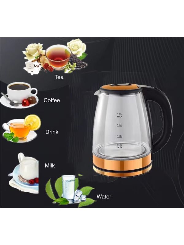 1.8L Clear Borosilicate Glass Health Electric Kettle
