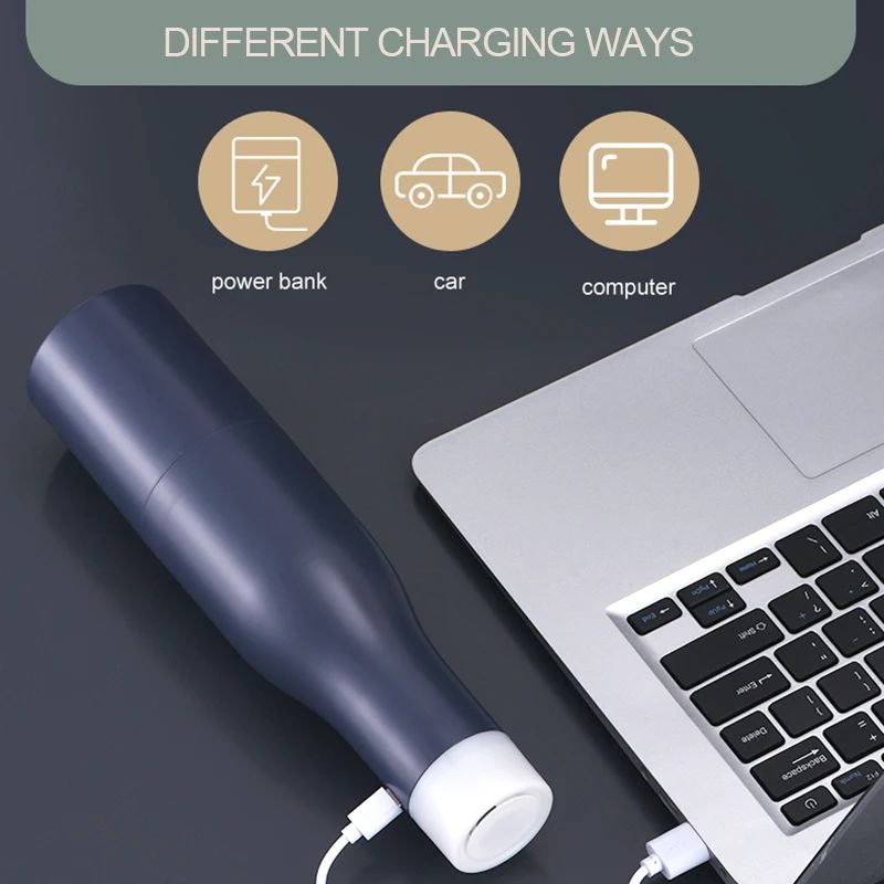 Cordless Desktop Car Vacuum Cleaner Miniature Size with 2500 mAh Battery, Night Light, USB Power Supply, and Drying Function