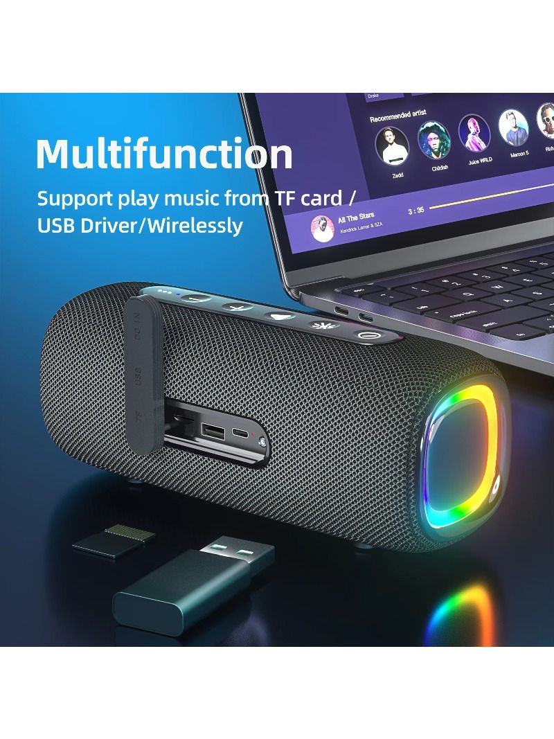 New materials, gadgets, electronic speakers, audio systems, sound equipment/amplifiers/speakers, trendy products with RGB lighting