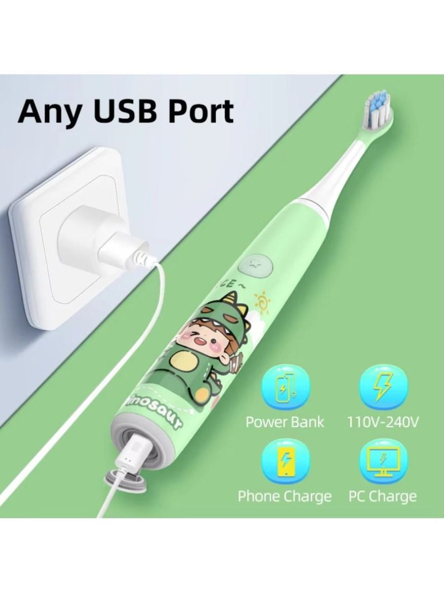 Electric Electric Toothbrush with Waterproof, Waterproof Acoustic Protection for Children from 3 to 13 Years Old