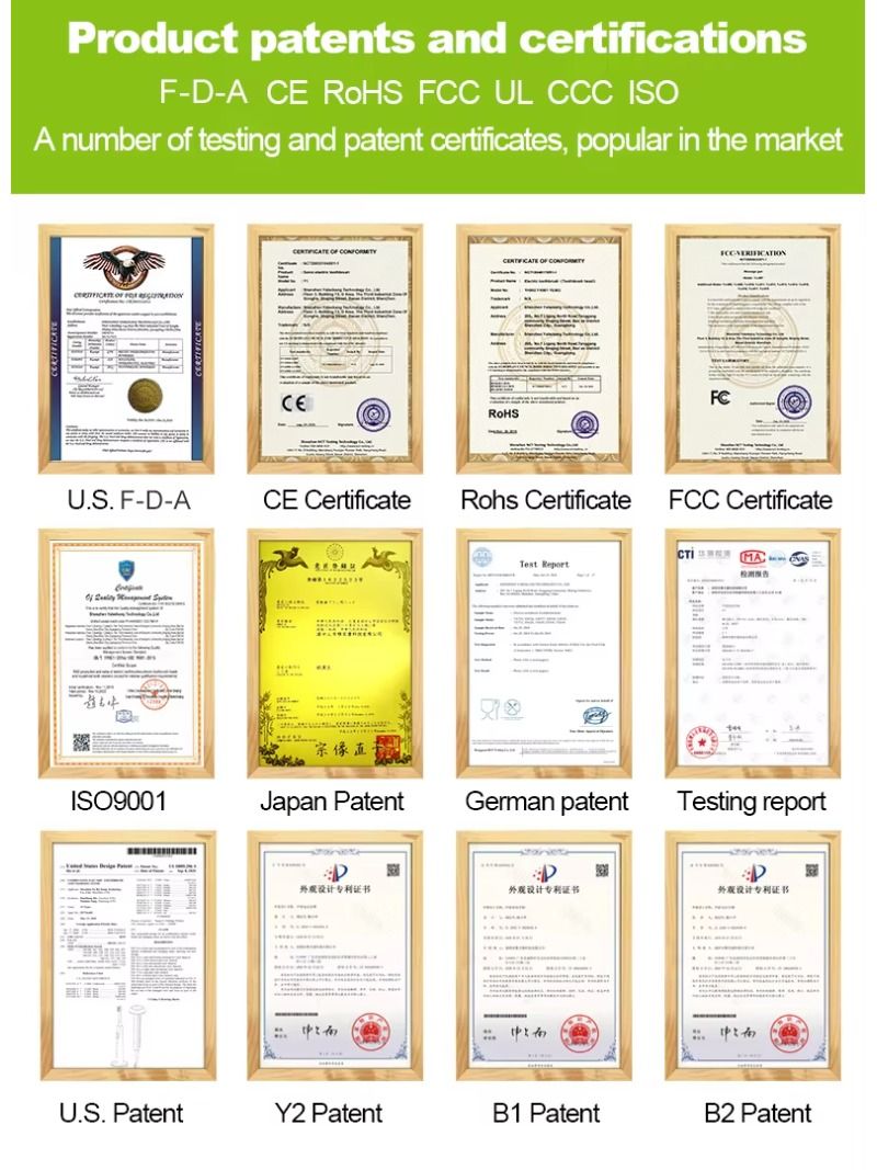 Electric toothbrush with a luminescent display contains 3 rotation modes, 2000 milliamps with sound waves used in daily portable soft-bristle boxes.
