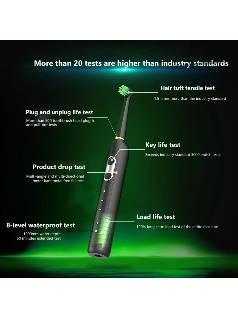 Electric toothbrush with a luminescent display contains 3 rotation modes, 2000 milliamps with sound waves used in daily portable soft-bristle boxes.